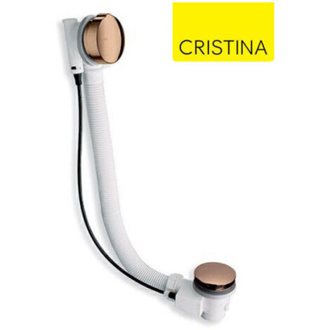 Vidage baignoire automatique à cable 80 cm avec siphon orientable Or Rose - CRISTINA ONDYNA VB41746P