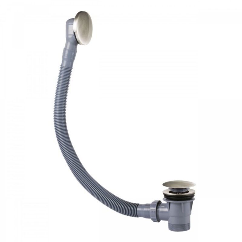 Tres - 03453420AC complementos de grifería Válvula De Desagüe Click-Clack con Rebosadero para Bañera Color Acero - ref: 03453420AC