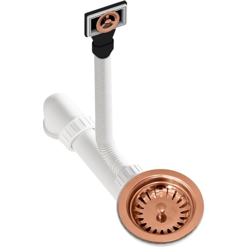 Helika - Vidage Bonde manuelle évier 1 bac cuivre sans siphon