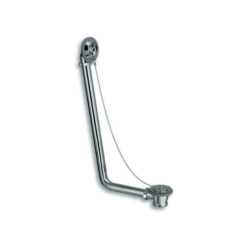 Vidage à chainette baignoire en laiton chromé apparent, sans siphon