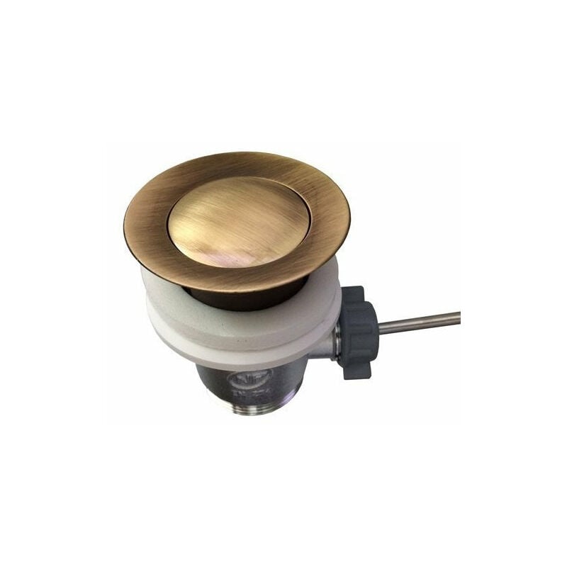 Bagnoclic - Vidage clapet classique à tirette, 1 1/4 bronze, vieux laiton