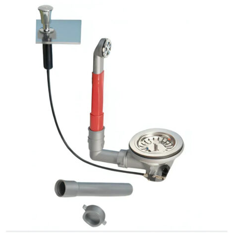Vidage évier 1 cuve Ø 90 mm – Bonde automatique à câble avec trop plein – Finition chromée – Hauteur réglable 95 à 360 mm – Lira
