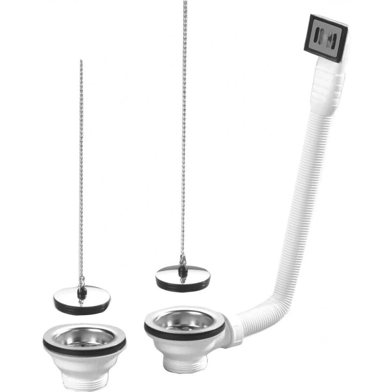 Nicoll - Bonde complète pour évier grès 2 cuves pvc, 0204602