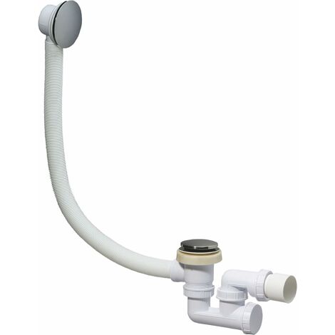 Vidage de baignoire quick clac L800 avec siphon orientable D40 avec clapet quick clac et trop-plein Wirquin SP780399, blanc - blanc