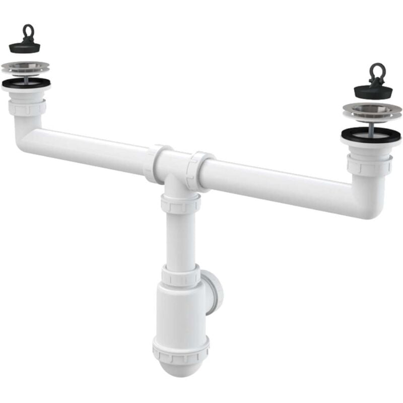 Alcadrain Siphons - Siphon pour double évier, diamètre 70 mm, plastique A449-DN50/40