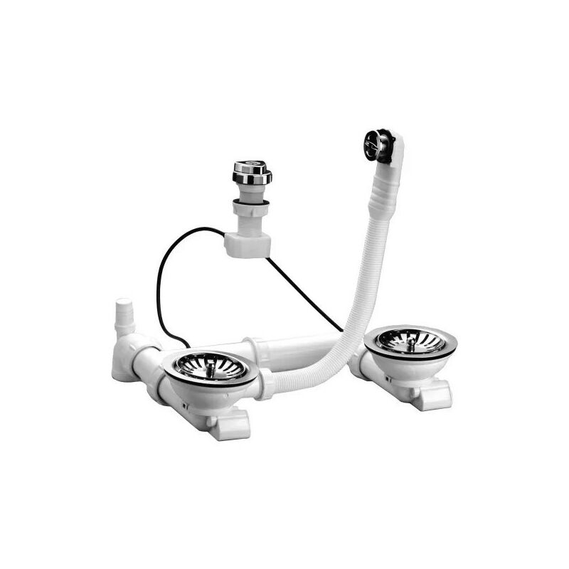 Nicoll - Bonde d'évier 204115 D114 automatique double commande blanc