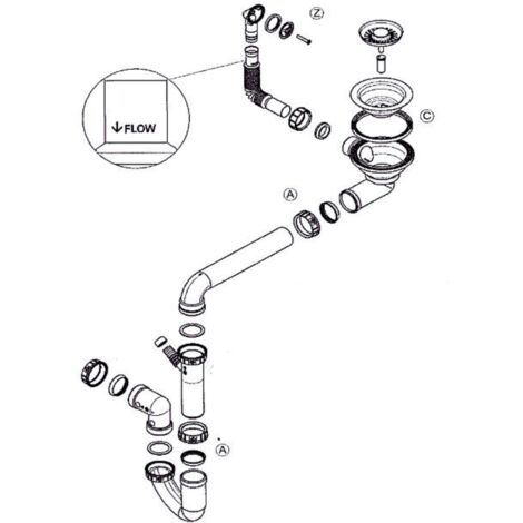 Vidage manuel 1 bac CUIPD644-A évier granit HARMONIE - Siphon gain de place