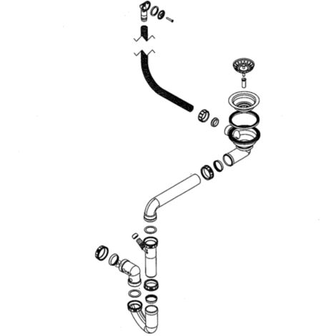 Vidage manuel CUIPD521 pour évier Kümbad YUNA 1 très grand bac 1 égouttoir - Siphon gain de place