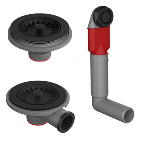 Vidage manuel noir mat pour éviers 1 cuve et demie ou deux cuves Antea (AZG), Maris (MRG 651 uniquement) Basis (BFG) et et Mythos (MTG)