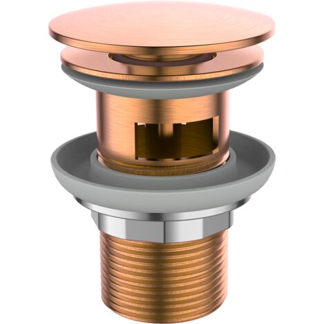 Vidage métal pop-up rond cuivre brossé avec trop-plein - Cuivre