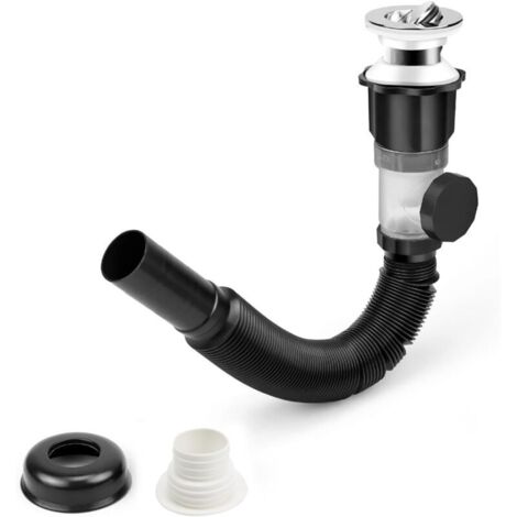 Vidange Résistante aux Odeurs, Siphon, Tuyau de Vidange Extensible Ø 30 mm/32 mm, Vidange Visible Noire Pour Vidange de Cuisine de Salle de Bain