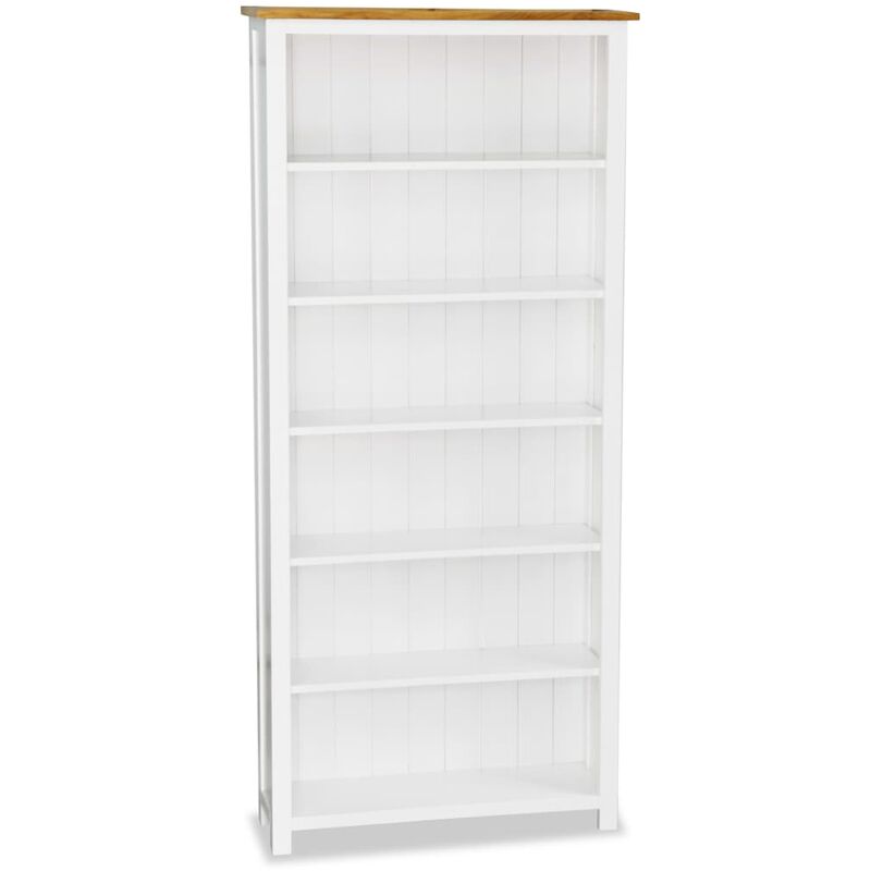

vidaX Estantería de 6 niveles de madera maciza de roble 80x22,5x170 cm - Blanco