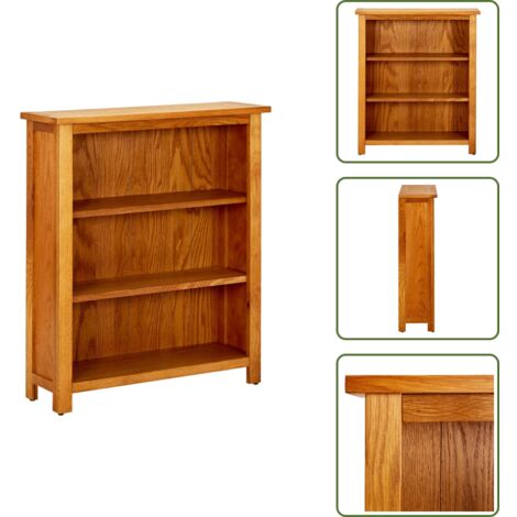 vidaX Estantería de 3 niveles de madera maciza de roble 70x22,5x82 cm - Estantería de roble