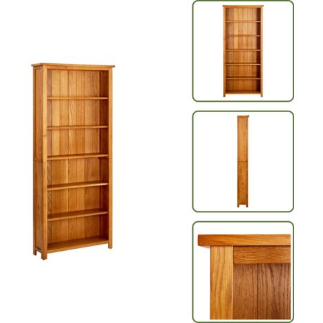 vidaX Estantería de 6 niveles de madera maciza de roble 80x22,5x180 cm - Estantería de madera