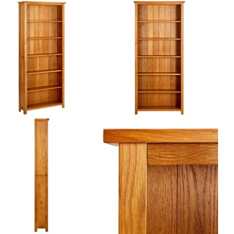vidaX Estantería de 6 niveles de madera maciza de roble 80x22,5x180 cm - Estantería de madera - Estantería de 6 niveles