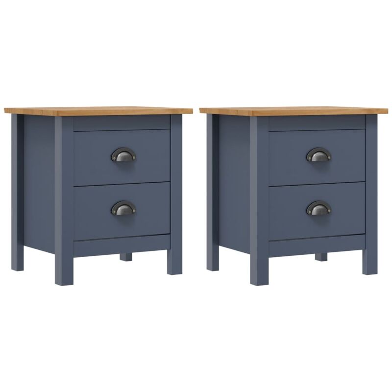 Vidaxl - Tables de chevet Hill 2 pcs Gris 46x35x49,5 cm Bois de pin