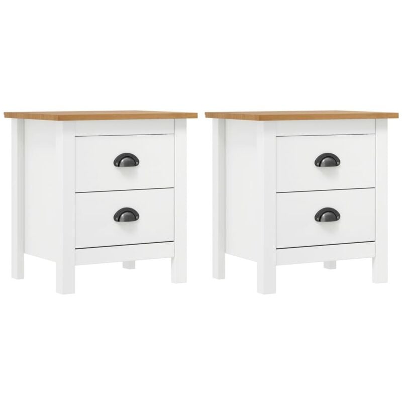 Tables de chevet Hill 2 pcs Blanc 46x35x49,5 cm Bois pin solide Vidaxl