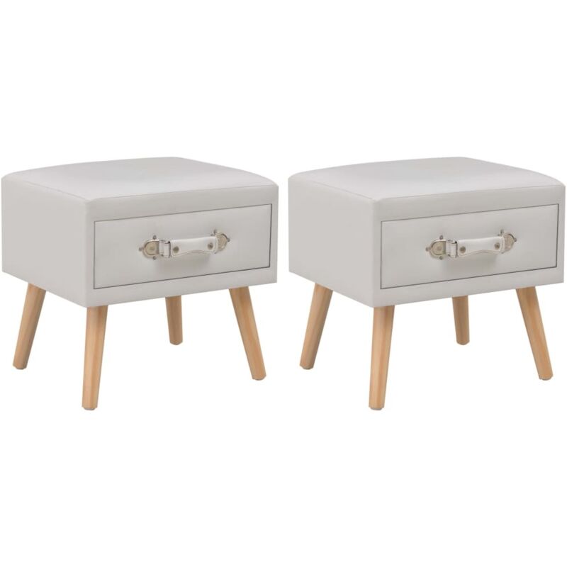 Tables de chevet 2 pcs Blanc 40x35x40 cm Similicuir Vidaxl