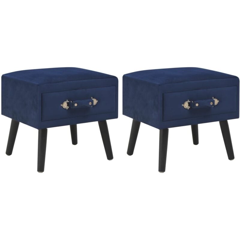 Tables de chevet 2 pcs Bleu 40x35x40 cm Velours Vidaxl