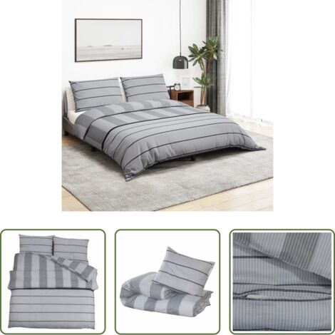 vidaXL 100 % coton -  Ensemble de housse de couette Gris 140x200 cm Coton