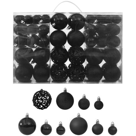 vidaXL 100 Piece Christmas Ball Set Black