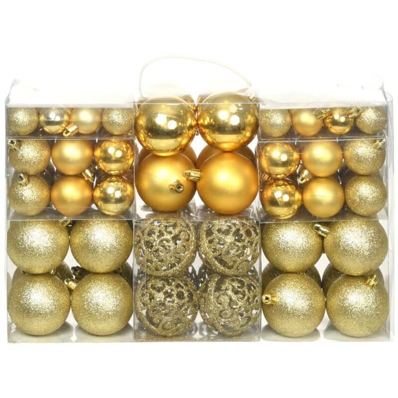 Image of vidaXL 100-teiliges Weihnachtskugel-Set (3/4/6 cm, Gold)
