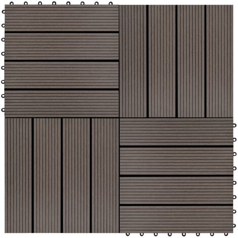 vidaXL 11 pcs Decking Tiles WPC 30x30 cm 1 sqm Dark Brown - Brown