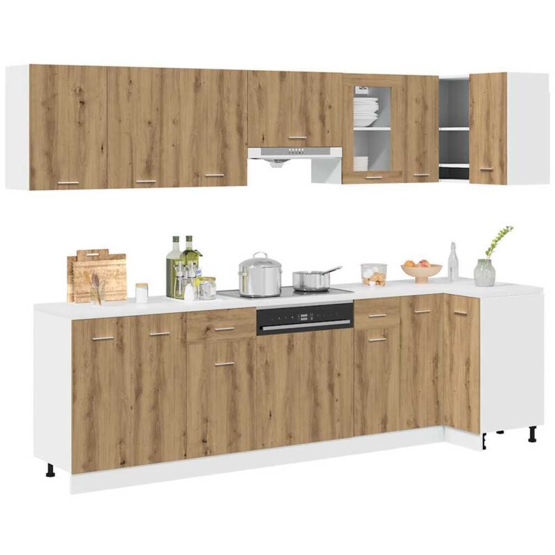 11 Piece Kitchen Cabinet Set Lyon Artisan Oak Engineered Wood Vidaxl