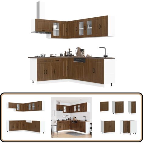 vidaXL 11-tlg. Küchenschrank-Set Braun Eichen-Optik Holzwerkstoff