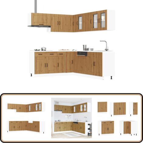 vidaXL 11-tlg. Küchenschrank-Set Kalmar Artisan-Eiche Holzwerkstoff