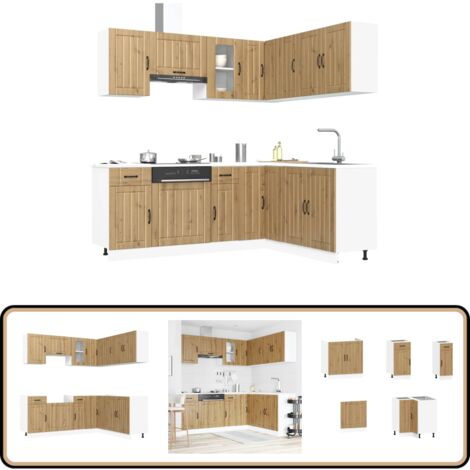 vidaXL 11-tlg. Küchenschrank-Set Kalmar Artisan-Eiche Holzwerkstoff