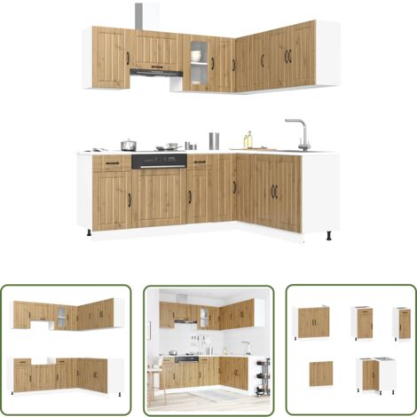 vidaXL 11-tlg. Küchenschrank-Set Kalmar Artisan-Eiche Holzwerkstoff