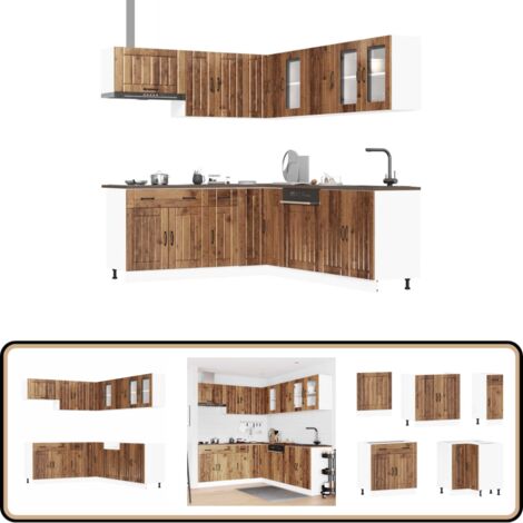 vidaXL 11-tlg. Küchenschrank-Set Lucca Altholz-Optik Holzwerkstoff