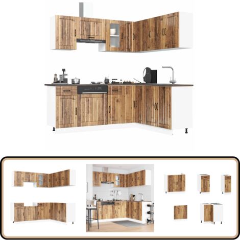 vidaXL 11-tlg. Küchenschrank-Set Lucca Altholz-Optik Holzwerkstoff
