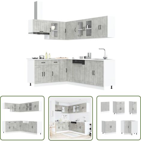 vidaXL 11-tlg. Küchenschrank-Set Lucca Betongrau Holzwerkstoff