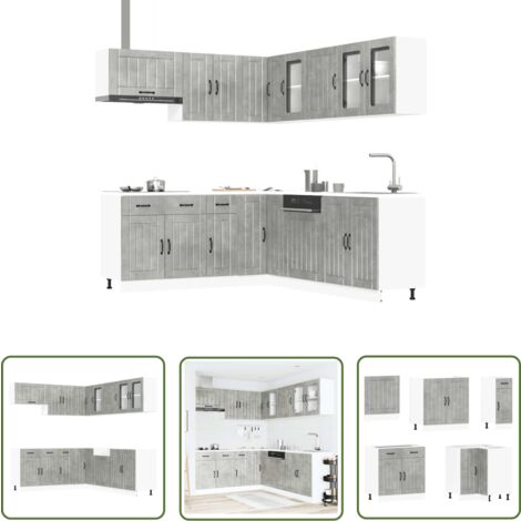 vidaXL 11-tlg. Küchenschrank-Set Lucca Betongrau Holzwerkstoff