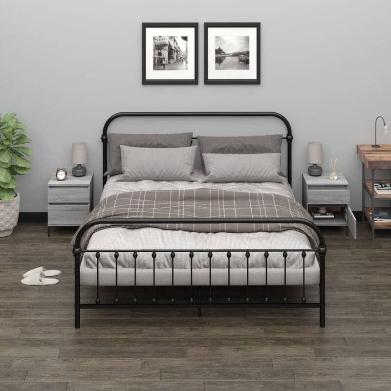 Bedside Cabinets 2 Pcs Grey Sonoma 40x35x50 Cm Vidaxl