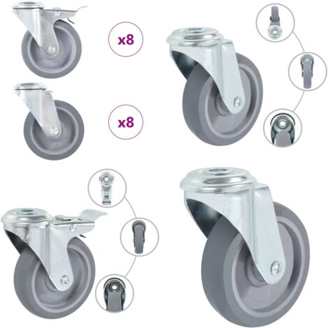 vidaXL 16 pcs Roulettes pivotantes à trou de boulon 100 mm