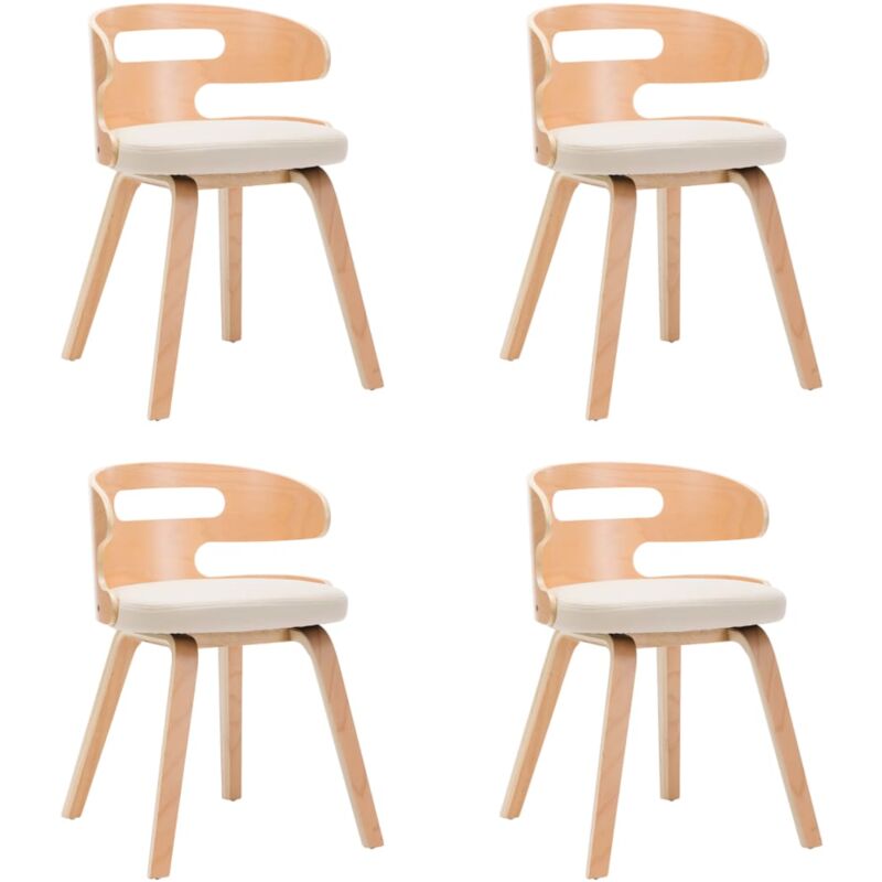 Vidaxl - Chaises à manger lot de 4 crème bois courbé et similicuir