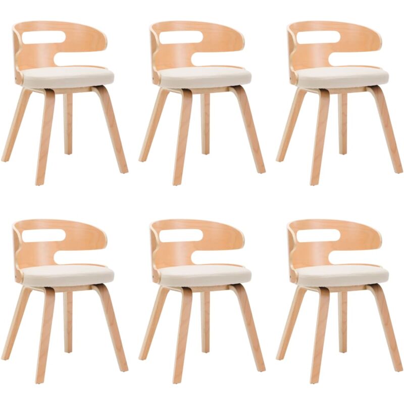 Vidaxl - Chaises à manger lot de 6 crème bois courbé et similicuir