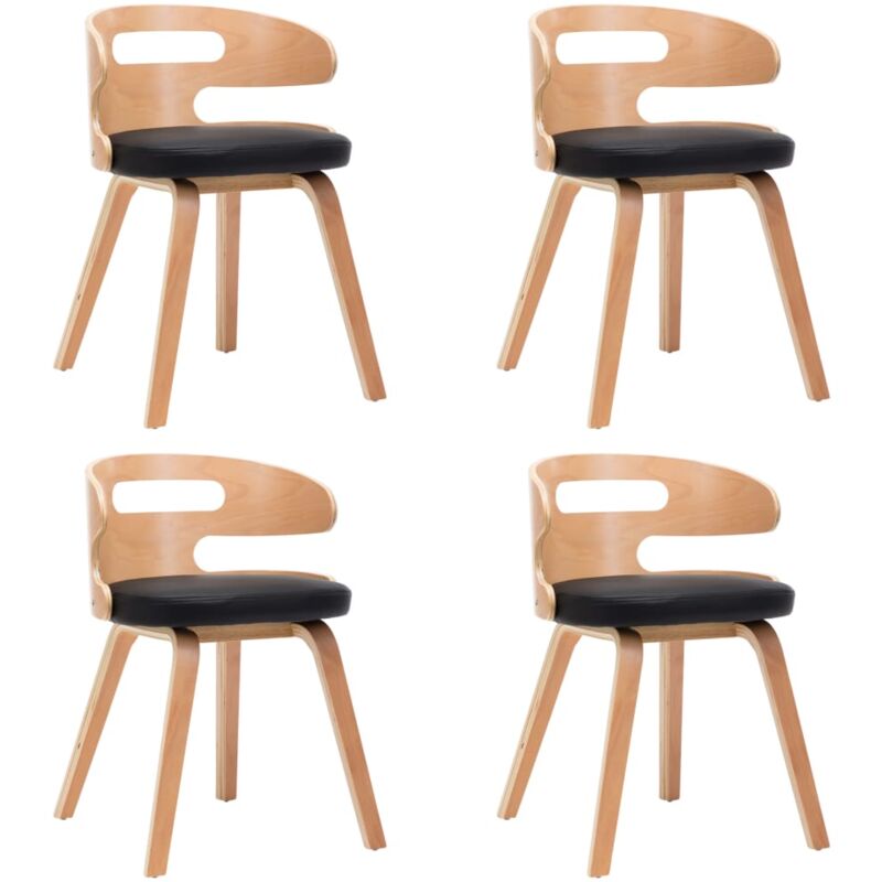 Vidaxl - Chaises à manger lot de 4 noir bois courbé et similicuir