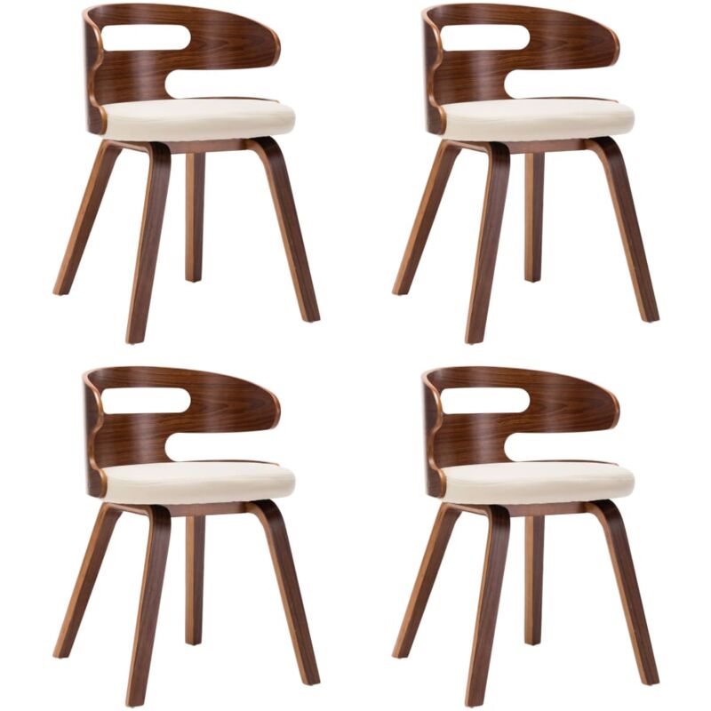 Vidaxl - Chaises à manger lot de 4 crème bois courbé et similicuir
