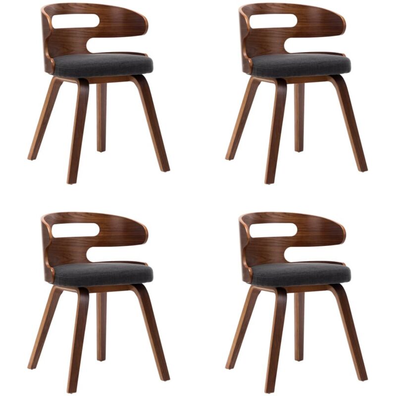 Chaises à manger lot de 4 gris foncé bois courbé et tissu vidaXL