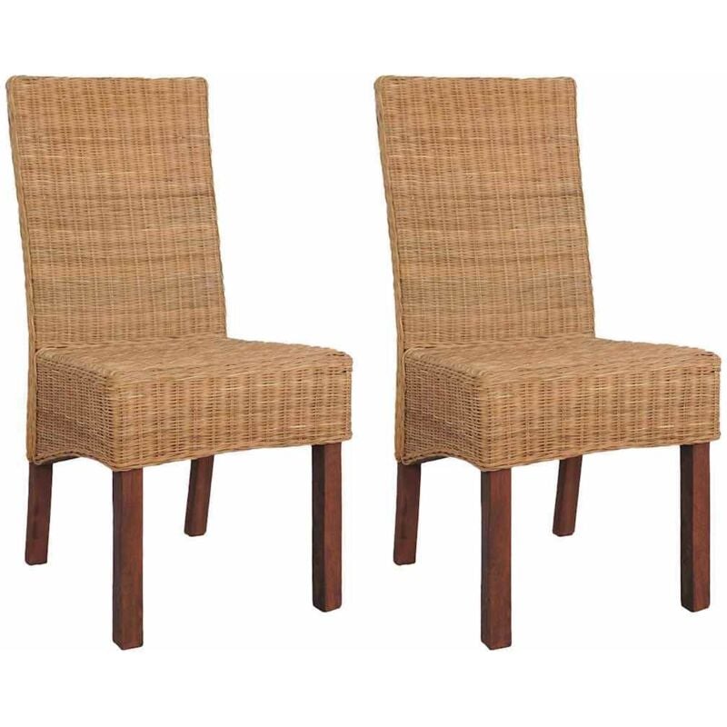 Vidaxl - Chaises à manger lot de 2 marron rotin naturel