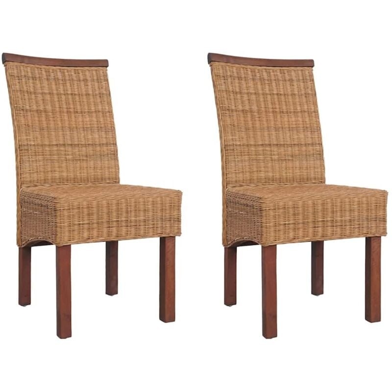 Vidaxl - Chaises à manger lot de 2 marron rotin naturel