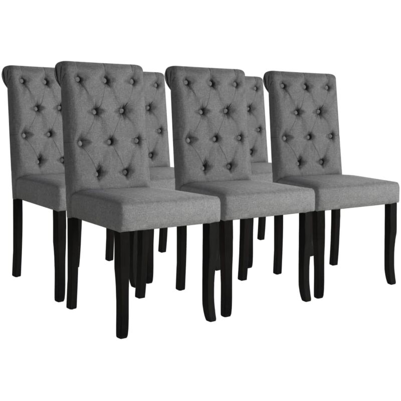 Chaises à manger lot de 6 gris foncé tissu