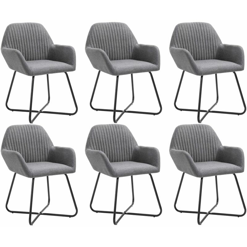 Chaises à manger lot de 6 gris foncé tissu Vidaxl