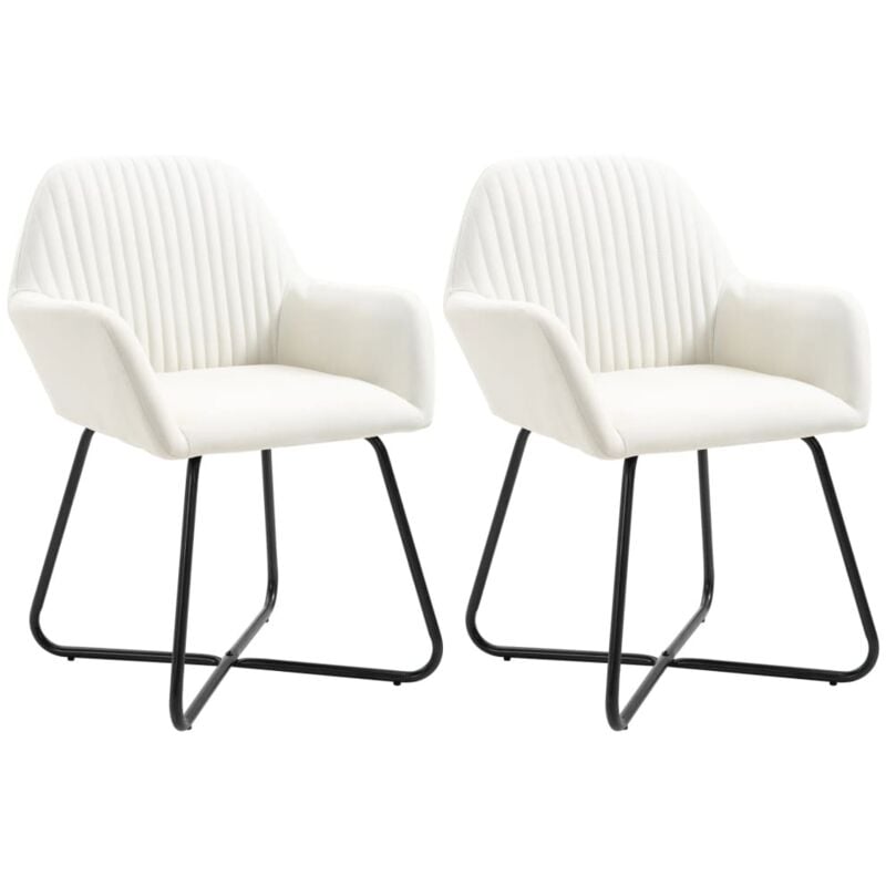 Chaises à manger lot de 2 crème tissu