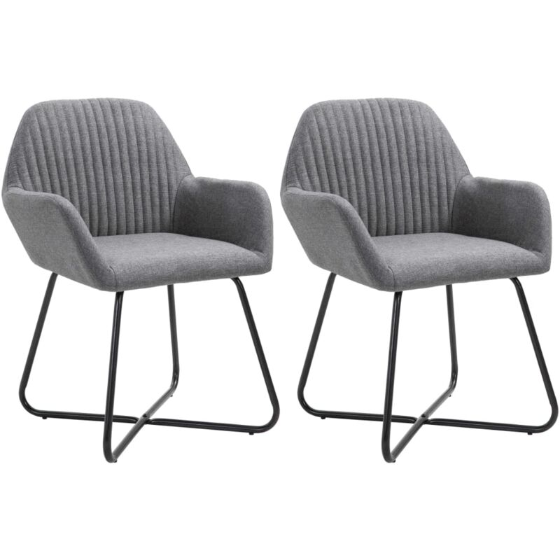 Chaises à manger lot de 2 gris foncé tissu Vidaxl