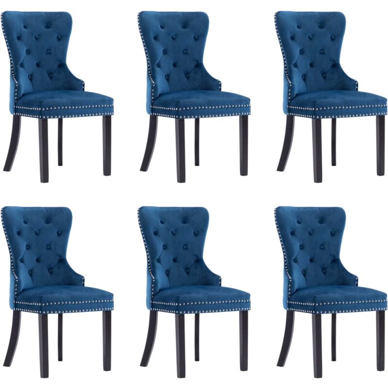 Chaises à manger lot de 6 bleu velours Vidaxl